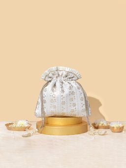 AMYRA - Irina Sequin Embroidered Potli Bag - Off White