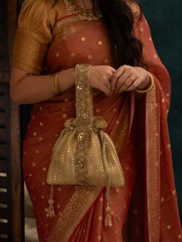 AMYRA - Yari Embroidered Potli Bag - Gold