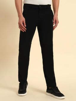 Cantabil - Men Black Solid Non Plated Regular Fit Casual Trouser