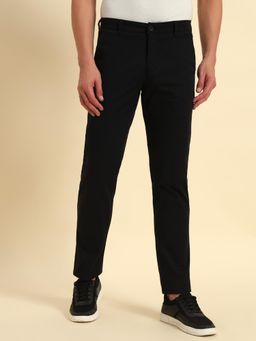 Cantabil - Men Black Solid Non Plated Regular Fit Casual Trouser