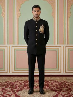 Jompers - Black Japanese Embroidered Indo-Western Set