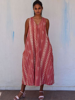 Chidiyaa - Smell Of Rain Rusted Bells Hand Block Printed Cotton Dress