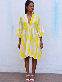 Chidiyaa - Smell Of Rain Madrigal Hand Block Printed Cotton Dress