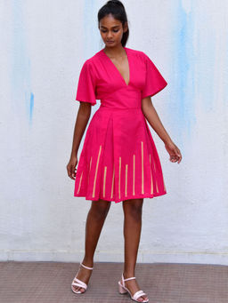 Chidiyaa - Smell Of Rain Peony Hand Block Printed Cotton Dress