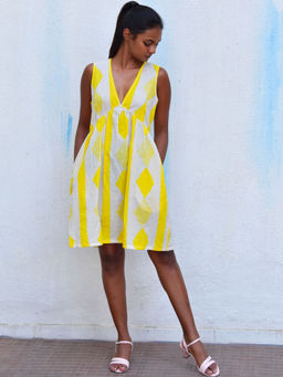 Chidiyaa - Smell Of Rain Panjim Hand Block Printed Cotton Dress