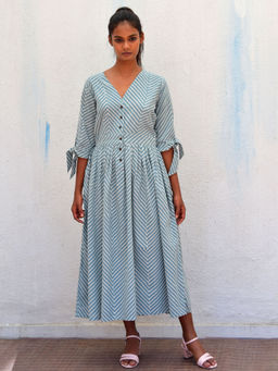 Chidiyaa - Smell Of Rain Tundra Hand Block Printed Cotton Dress