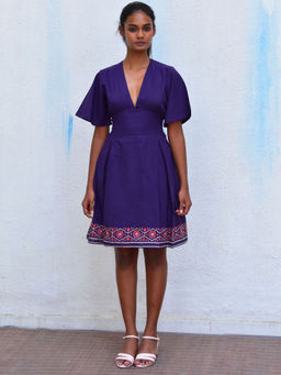 Chidiyaa - Smell Of Rain Raat Ki Chadar- Hand Block Printed Cotton Dress