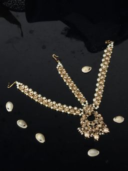 Anika's Creations - Designer Gold Plated Stone Studded Party Wear Maathapatti