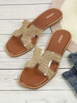 Mochi - Womens Gold Open Casual Flats