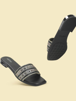 Metro - Womens Black Open Casual Sandals Heels