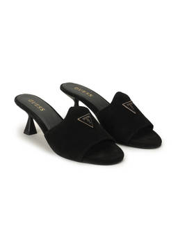 Guess - Women Black Solid Kitten Sandals Heels