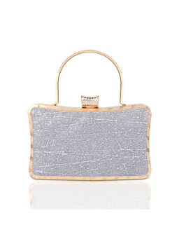 NFI Essentials - Womens Glitter Clutch for Bridal Wedding or Party Grey