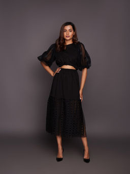 Deepika Arora - Black Dress With Net Balloon Sleeves
