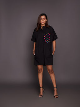 Deepika Arora - Black Cotton Box Fit Dress