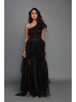 Deepika Arora - One Shoulder Dress - Black (Set of 2)