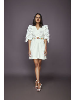 Deepika Arora - Side Cutout Dress - White (Set of 2)
