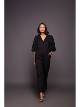 Deepika Arora - V Neck Jumpsuit - Black