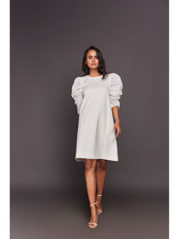 Deepika Arora - White Shift Sequin Knee Length Dress