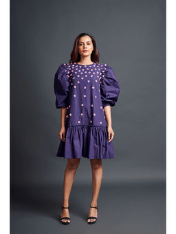 Deepika Arora - Purple Short Backless Gathered Hem Mini Dress