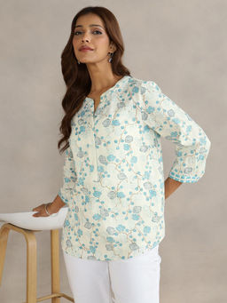 Fabindia - White Cotton Printed Tunic