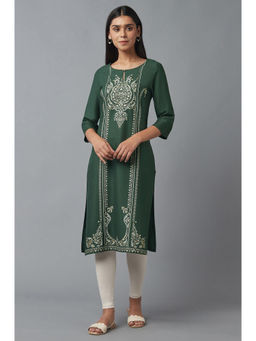 WISHFUL by W - Green Floral Kurta
