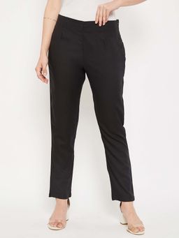 Cantabil - Women'S Solid Black Regular Fit Casual Trouser