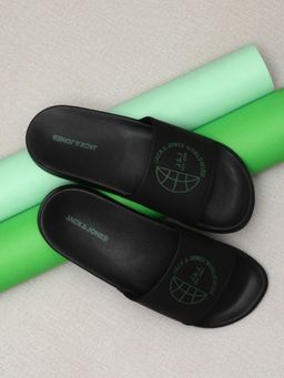Jack & Jones - Black Logo Print Sliders
