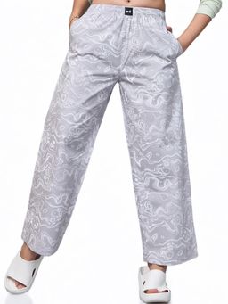 Bewakoof - Women's Grey All Over Printed Wide Leg Pyjamas