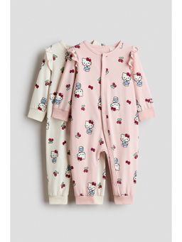 H&M - Unisex Pink 2-Pack Printed Sleepsuit