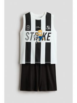 H&M - Boys Black Printed Top and Shorts