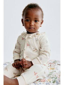 H&M - Girls White Printed Pointelle Sleepsuit
