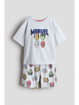 H&M - Boys Multi-Color Printed Cotton T-Shirt and Shorts Set
