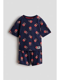 H&M - Boys Blue Printed Cotton T-Shirt and Shorts Set