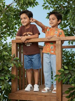 Nautinati - Boy's 100% Cotton All-over Fruit Print Crew Neck T-Shirt (Pack of 2)