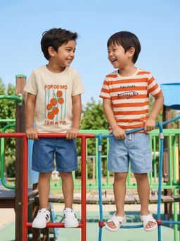 Nautinati - Boy's 100% Cotton Striped and Graphic Crew Neck T-Shirt (Pack of 2)