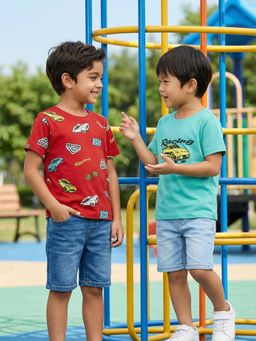 Nautinati - Boy's 100% Cotton Racing Crew Neck T-Shirt (Pack of 2)