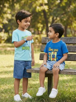 Nautinati - Boy's 100% Cotton Gaming Print Crew Neck T-Shirt (Pack of 2)