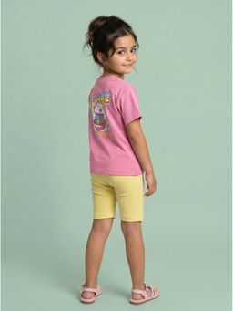 Nautinati - Girl's Lucky Cat Graphic Print T-Shirt With Shorts