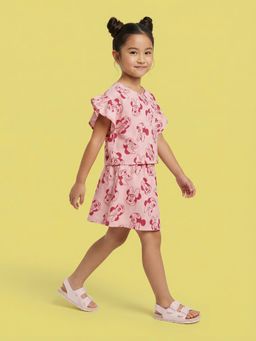 Nautinati - Girl's Minnie Mouse Printed Regular Fit Round Neck Co-Ord Set