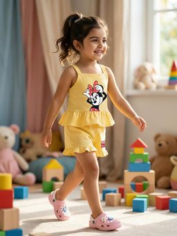 Nautinati - Girl's 100% Cotton Disney Minnie Mouse Print Playsuit
