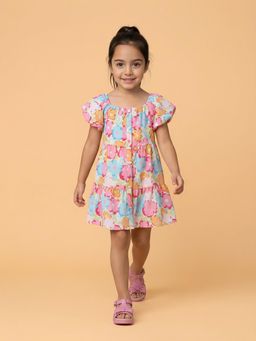 Nautinati - Girl's Floral Fit & Flare Dress