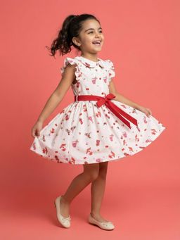 Nautinati - Girl's 100% Cotton All-over Print Shirt Dress