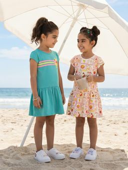 Nautinati - Girl's 100% Cotton A-line Dress (Pack of 2)