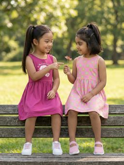 Nautinati - Girl's 100% Cotton Fit & Flare Dress (Pack of 2)