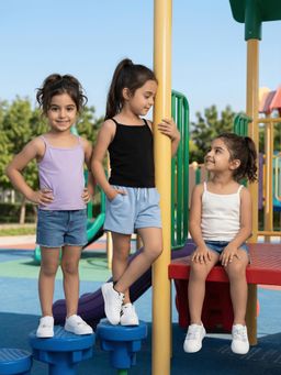 Nautinati - Girl's 100% Cotton Solid Essentials Tops (Pack of 3)