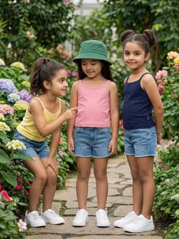Nautinati - Girl's 100% Cotton Solid Essentials Tops (Pack of 3)