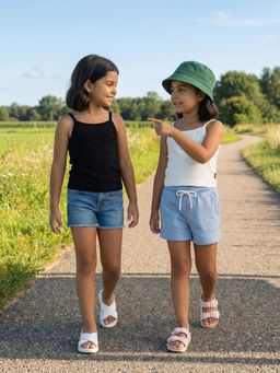 Nautinati - Girl's 100% Cotton Solid Essentials Tops (Pack of 2)