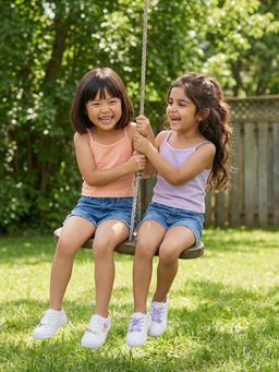 Nautinati - Girl's 100% Cotton Solid Essentials Tops (Pack of 2)