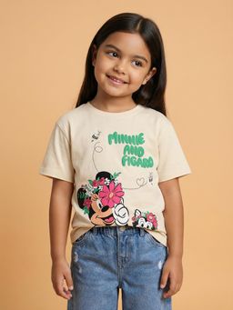 Nautinati - Girl's 100% Cotton Disney Minnie and Figaro Oversized Crew Neck T-shirt