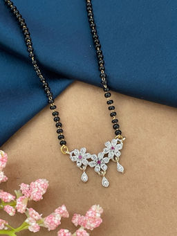 Digital Dress Room - Fancy Ad Ethnic White Stone Flower Mangalsutra